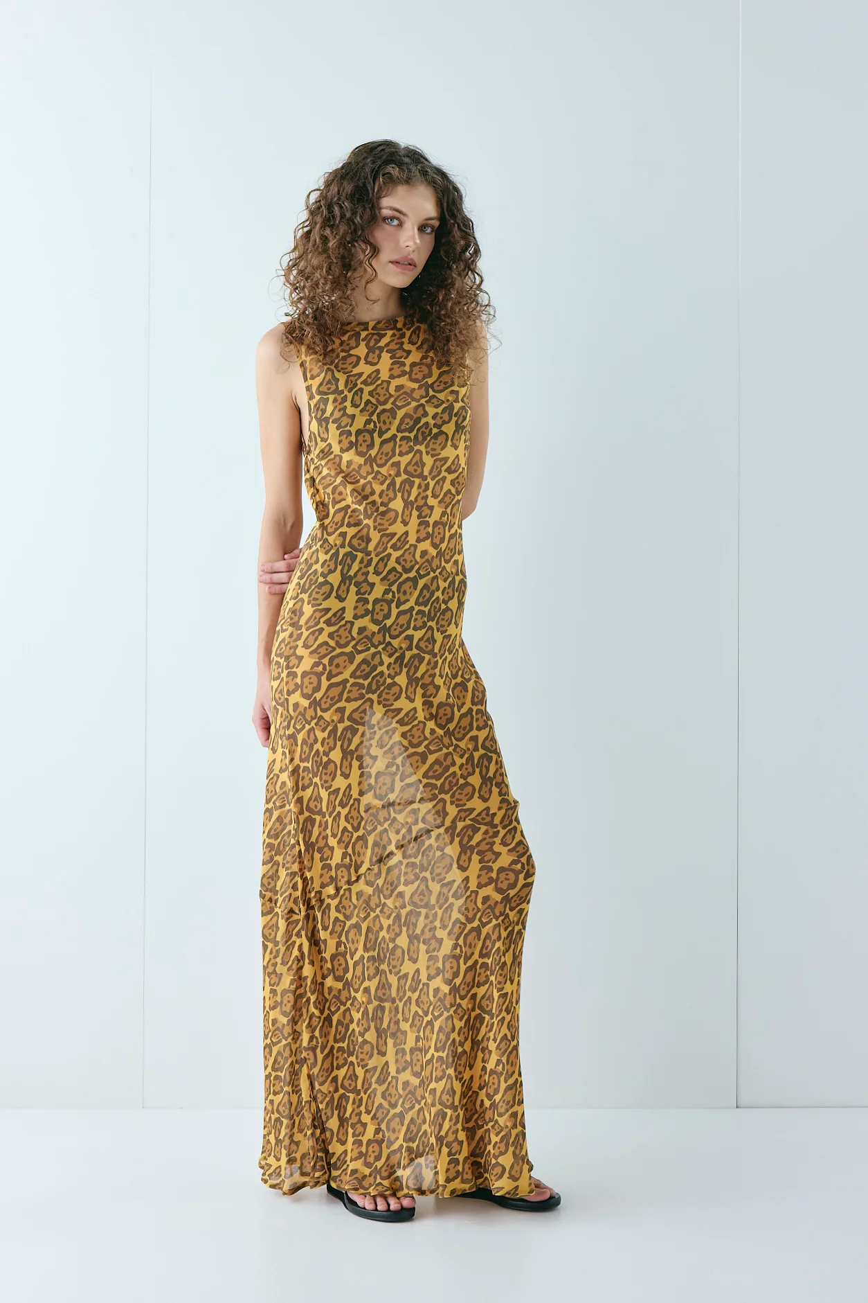 Cecelia Sheer Maxi Dress Leopard - Image 3