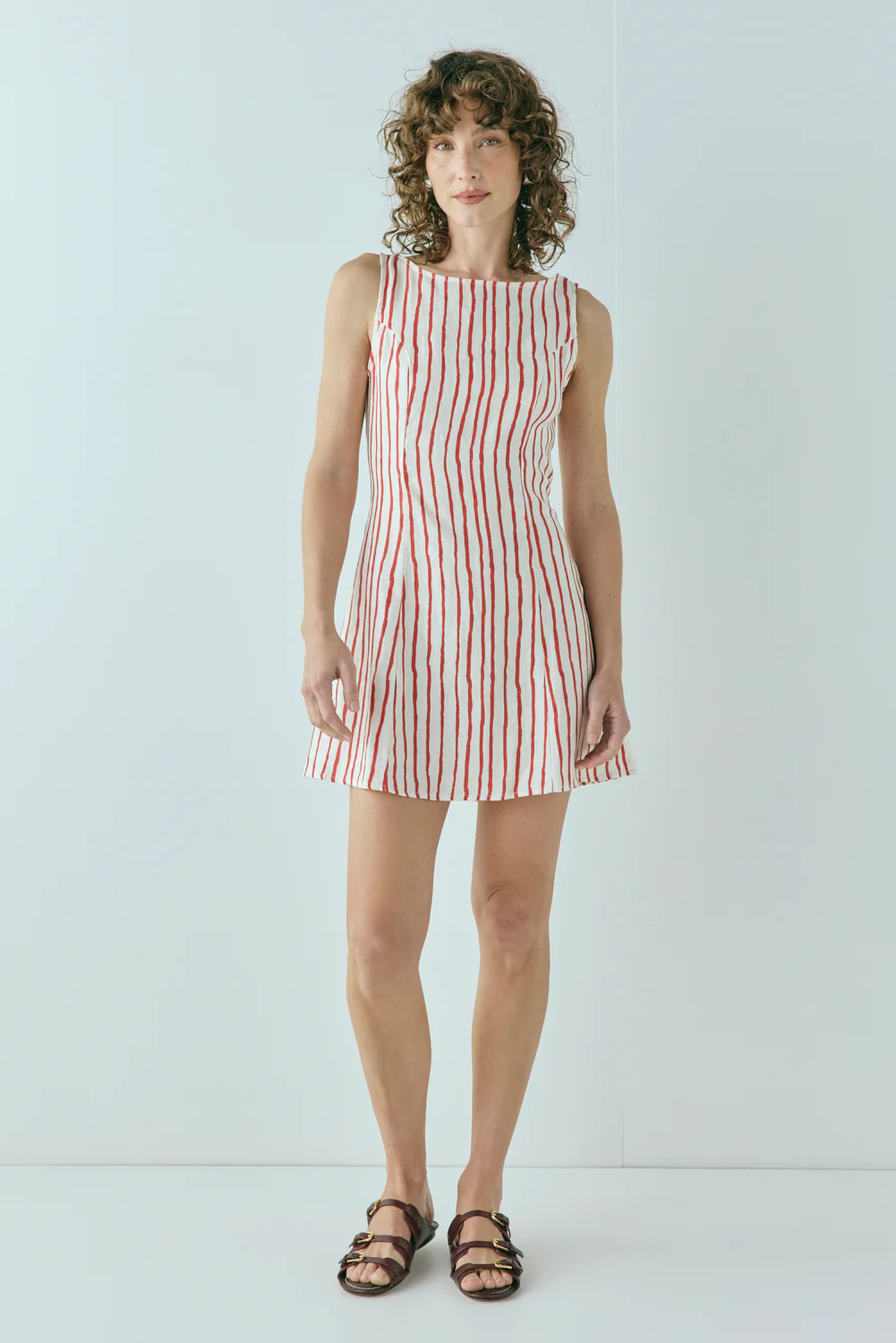 Chloe Linen Mini Dress Stripe - Image 7