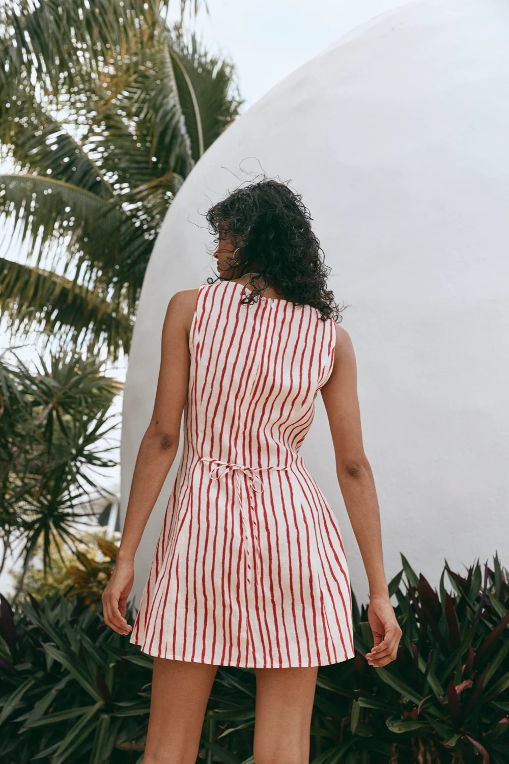 Chloe Linen Mini Dress Stripe - Image 8
