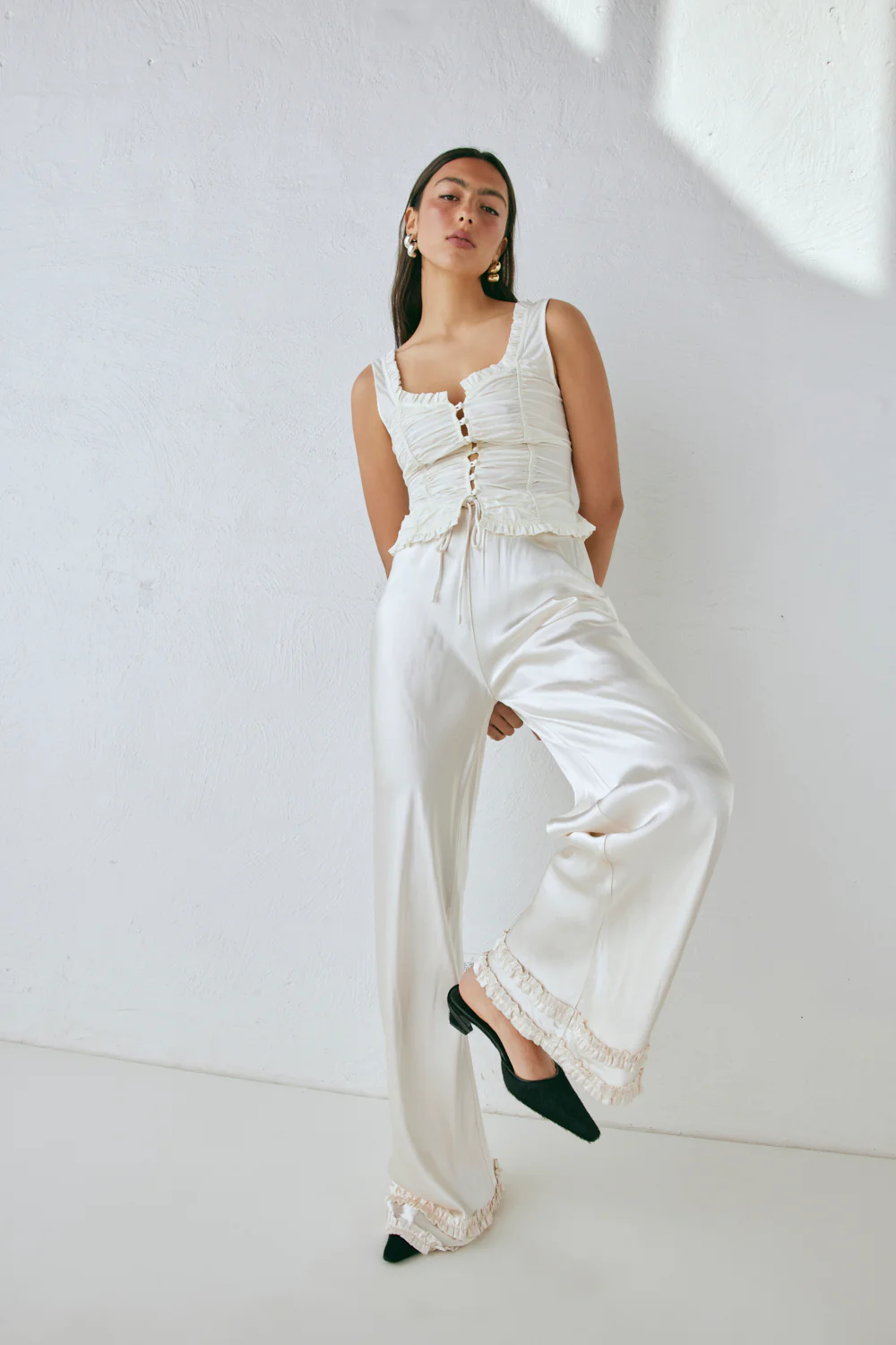 Citara Satin Pants White - Image 9