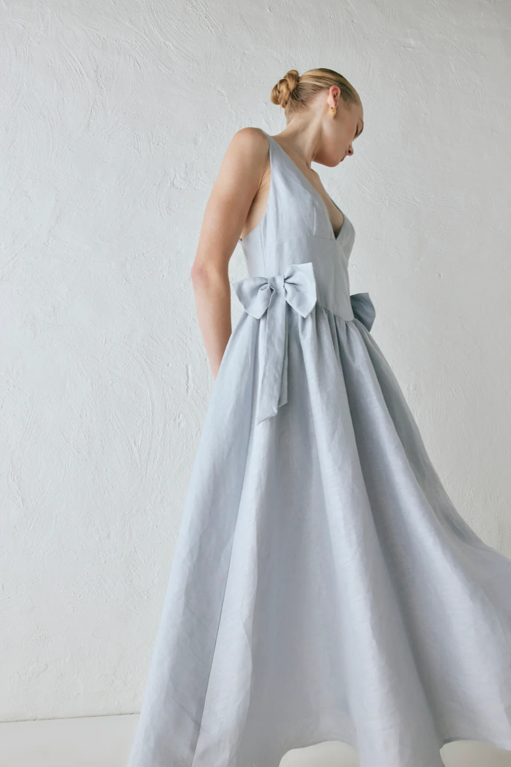 Daphne Linen Midi Dress Powder - Image 7