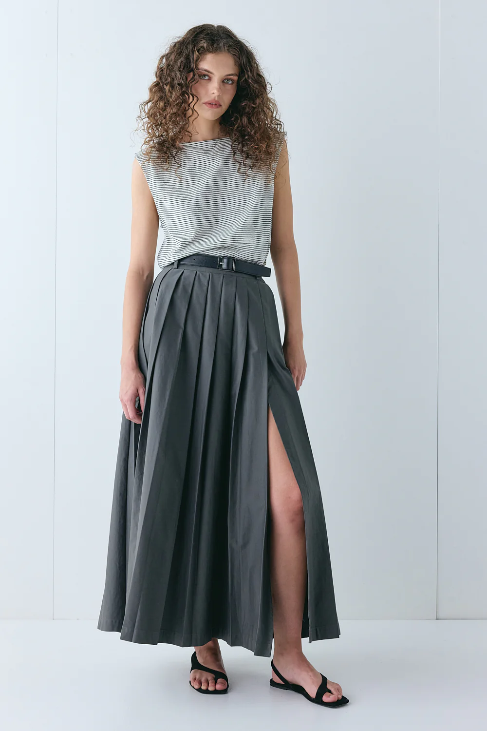 Delphi Maxi Skirt Charcoal - Image 4