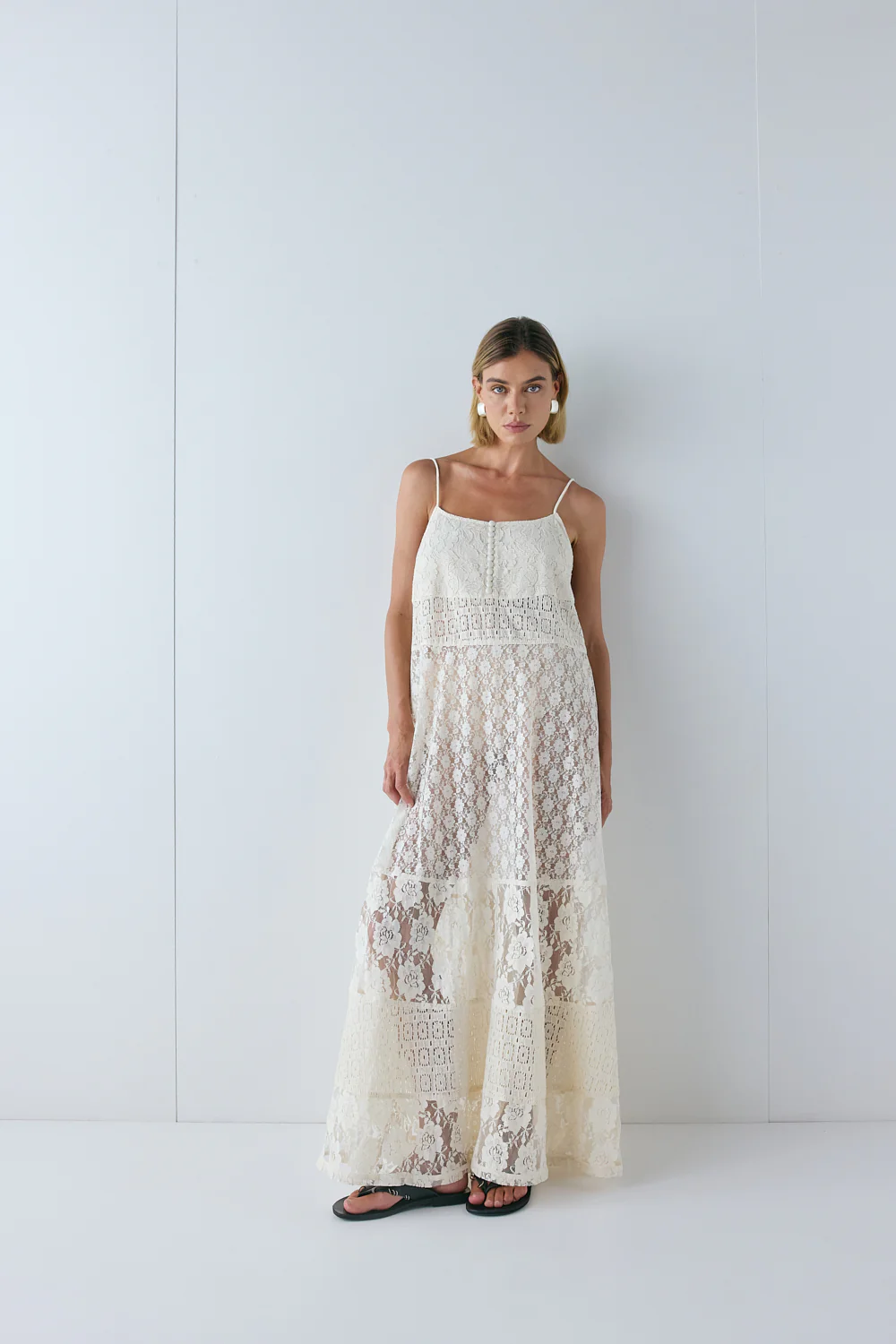 Delphine Lace Maxi Dress Cream - Image 3