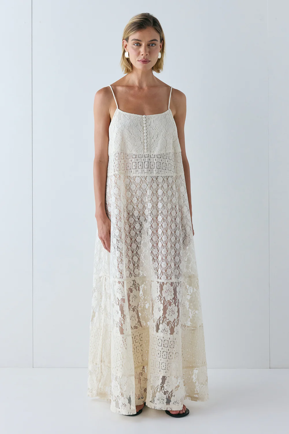 Delphine Lace Maxi Dress Cream - Image 5