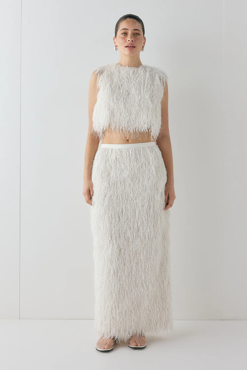 Devyn Fringe Midi Skirt White - Image 5