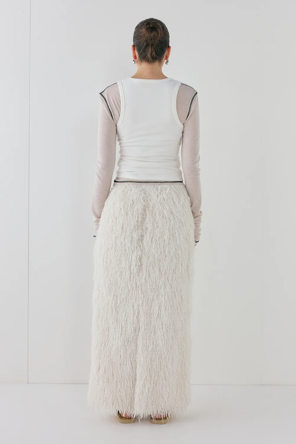 Devyn Fringe Midi Skirt White - Image 8