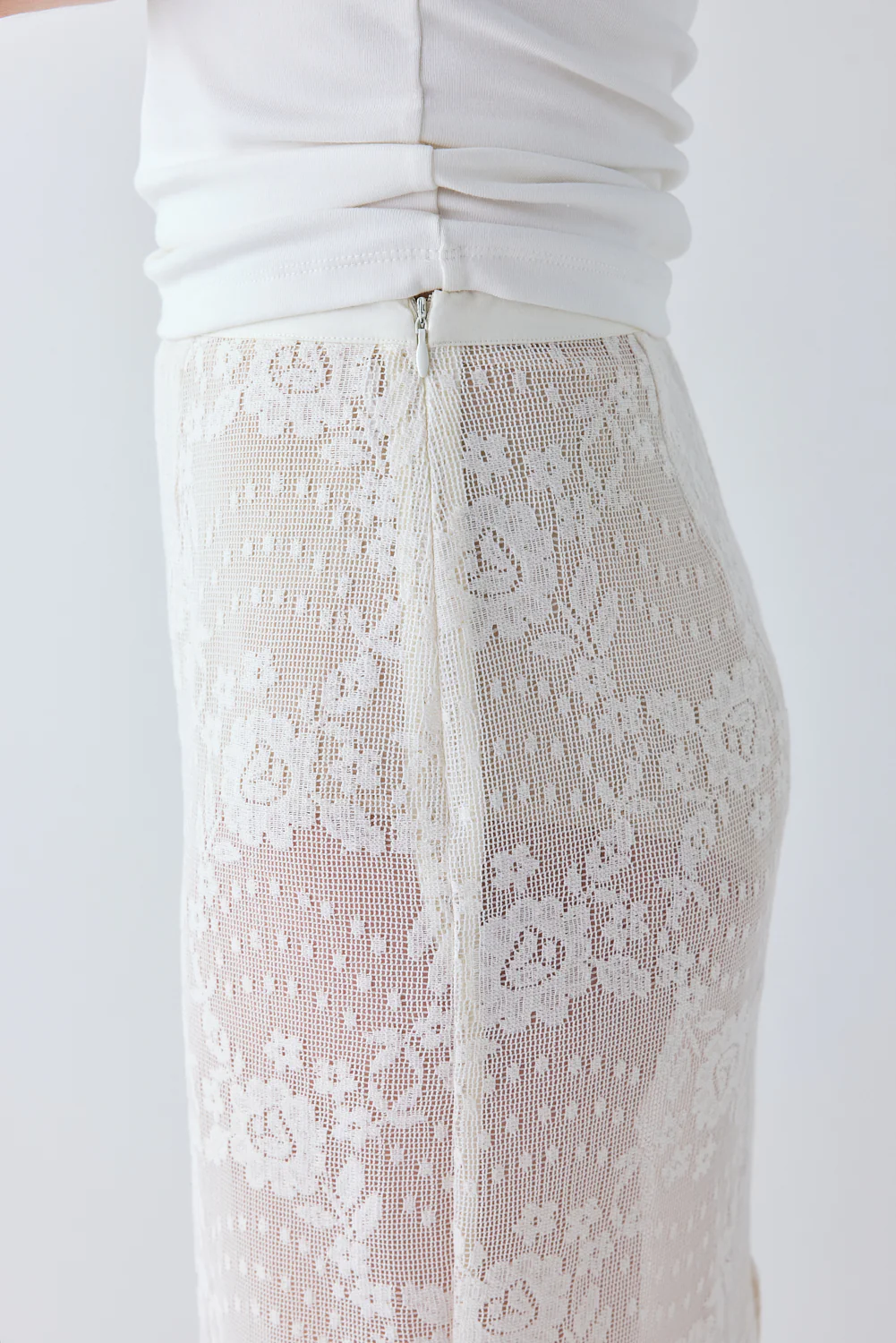 Devyn Lace Midi Skirt Cream - Image 4