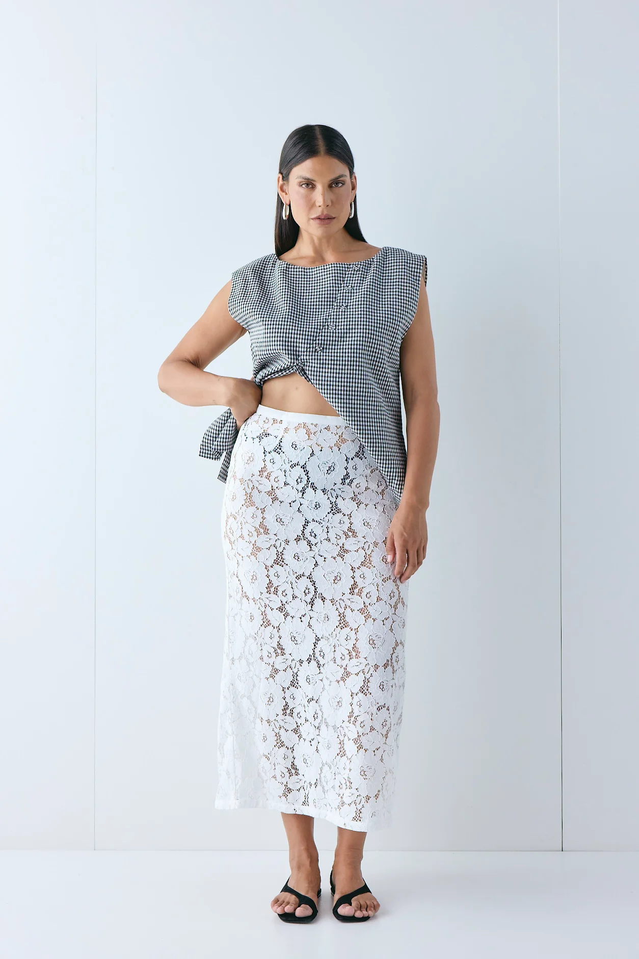 Devyn Lace Midi Skirt White - Image 3