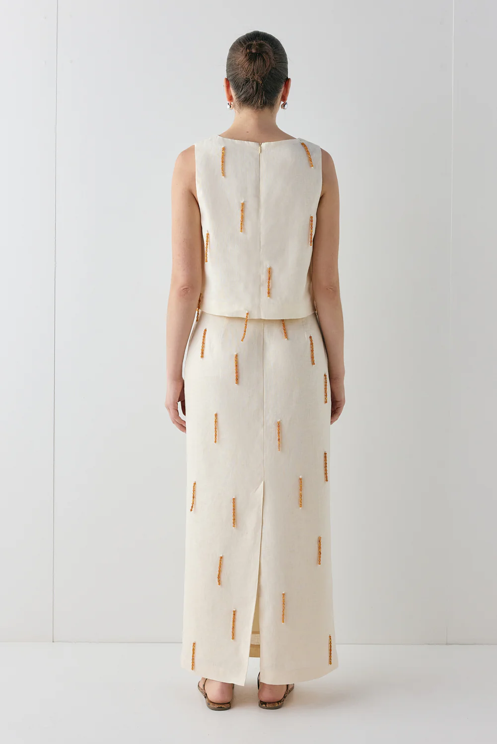 Devyn Linen Midi Skirt Cream - Image 9