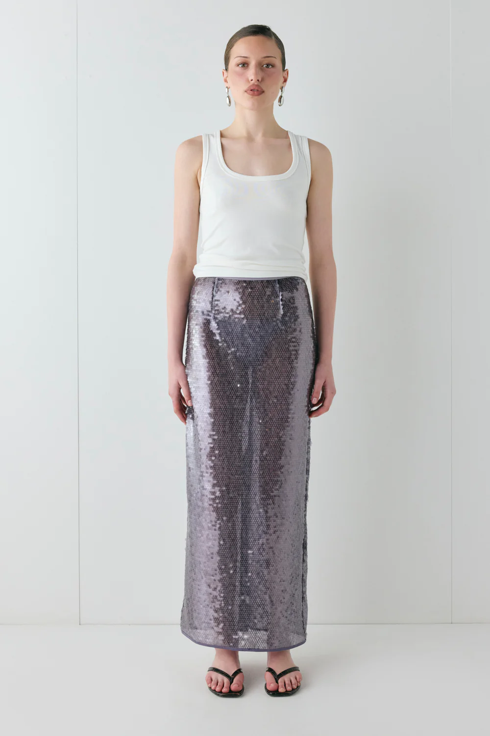 Devyn Sequin Midi Skirt Mauve