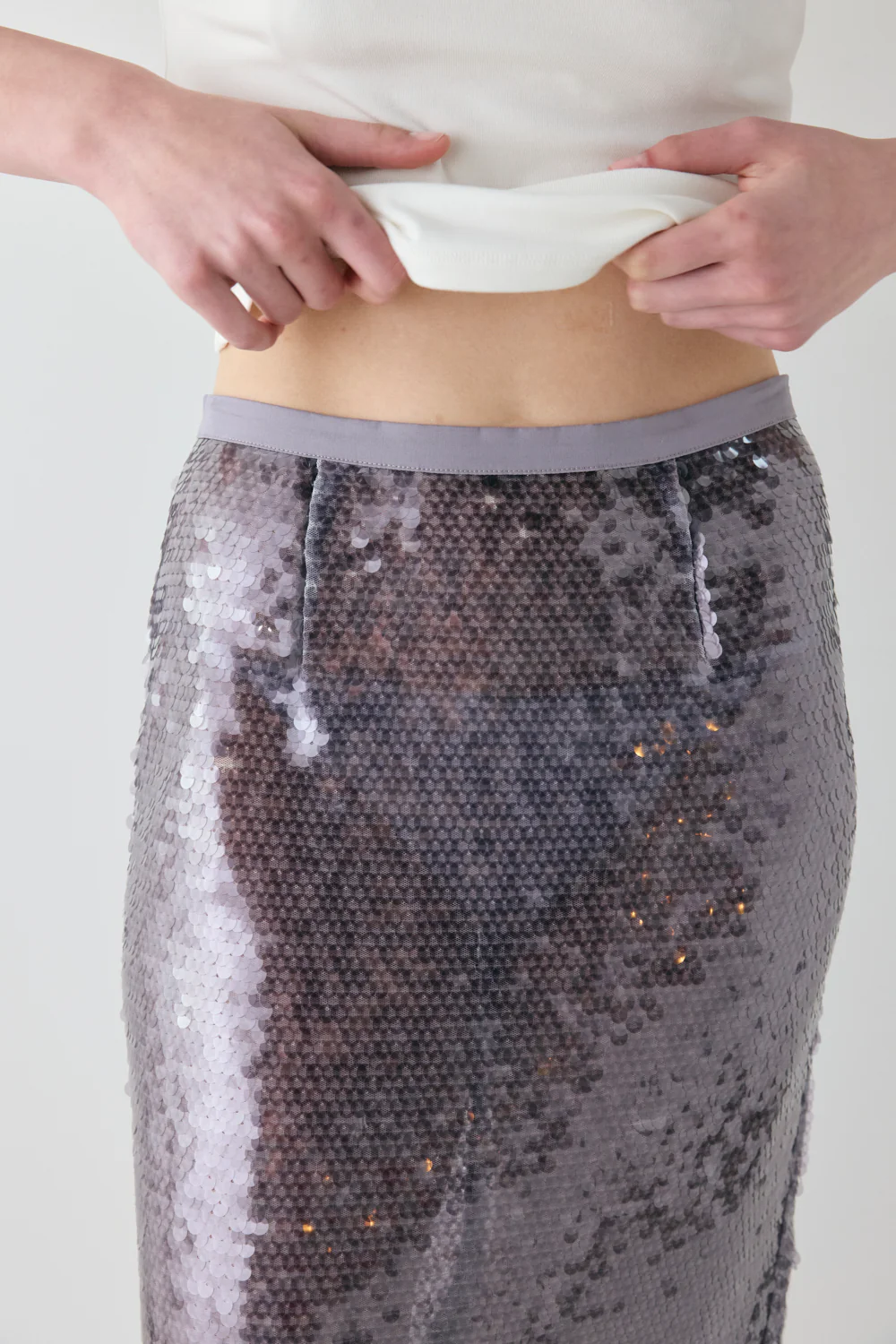 Devyn Sequin Midi Skirt Mauve - Image 3