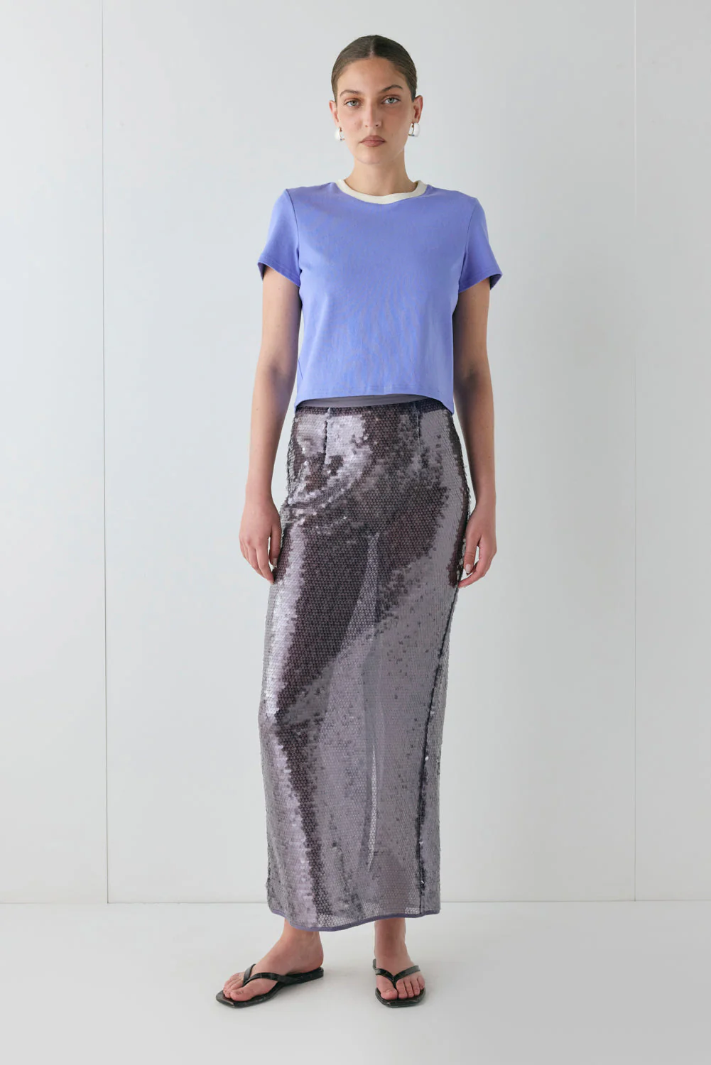 Devyn Sequin Midi Skirt Mauve - Image 4