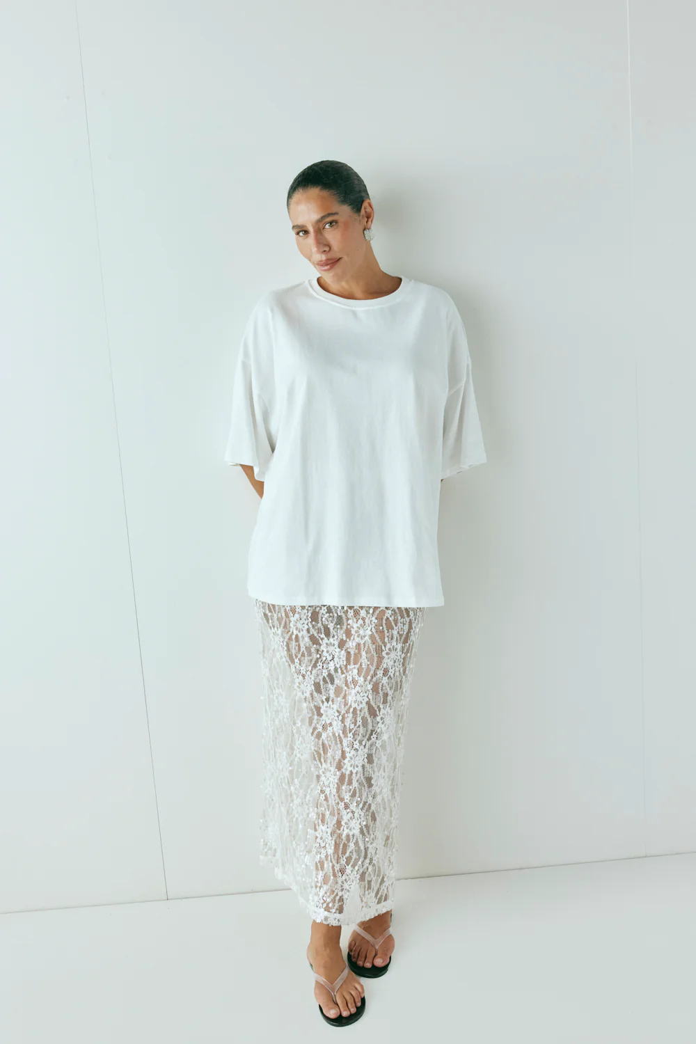 Devyn Sequin Midi Skirt White - Image 7