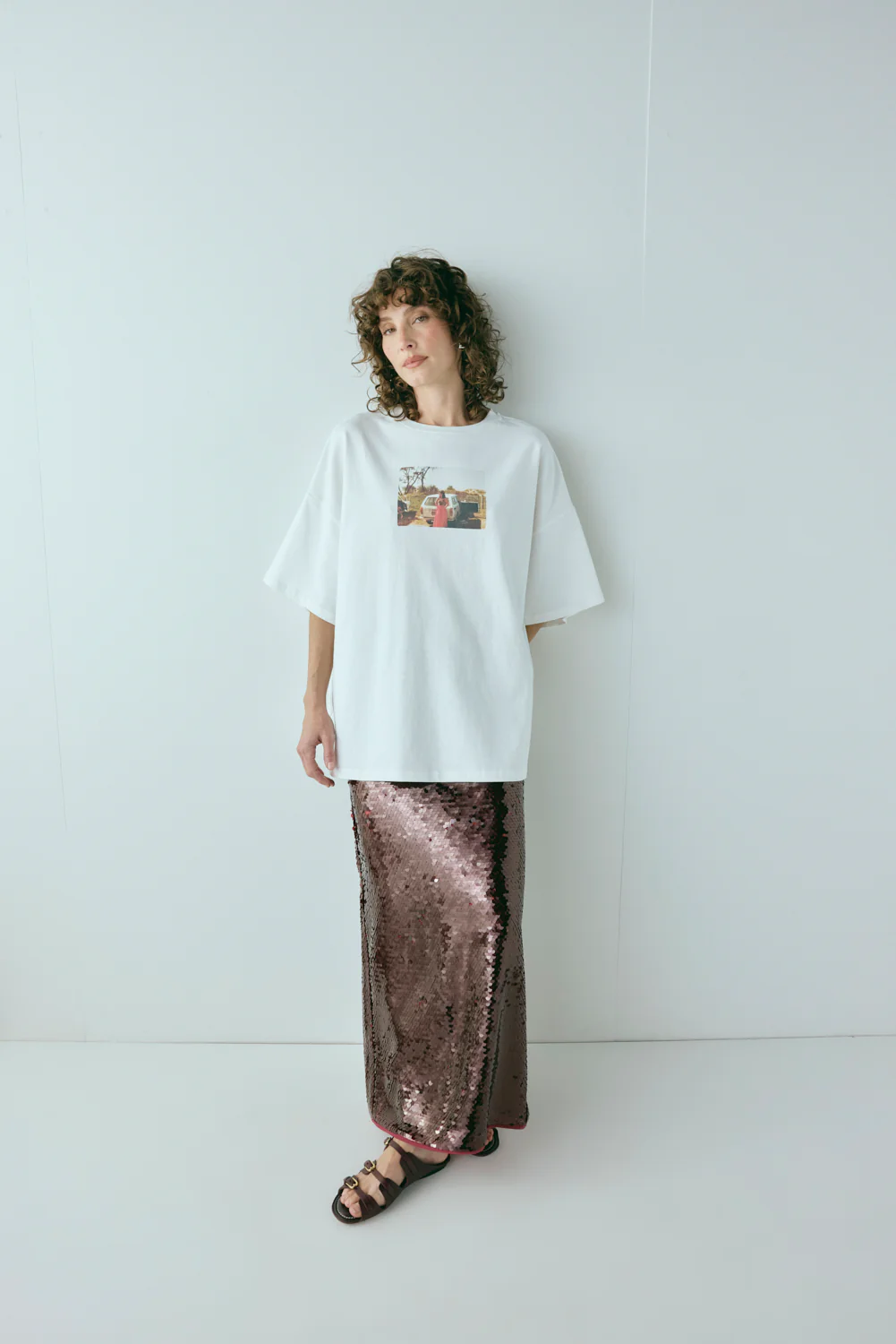 Devyn Sequin Midi Skirt Wine - Image 5
