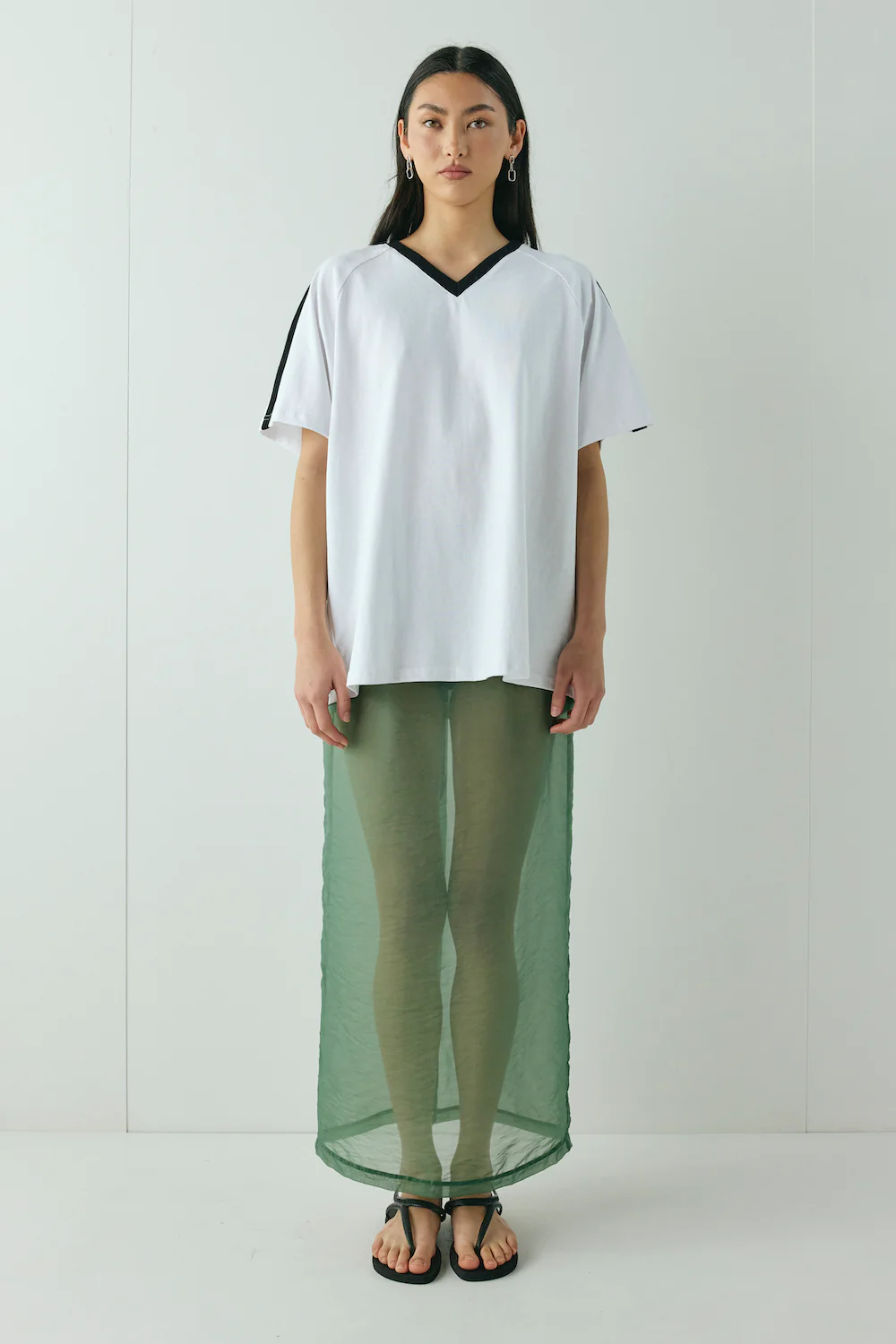 Devyn Sheer Midi Skirt Olive - Image 2
