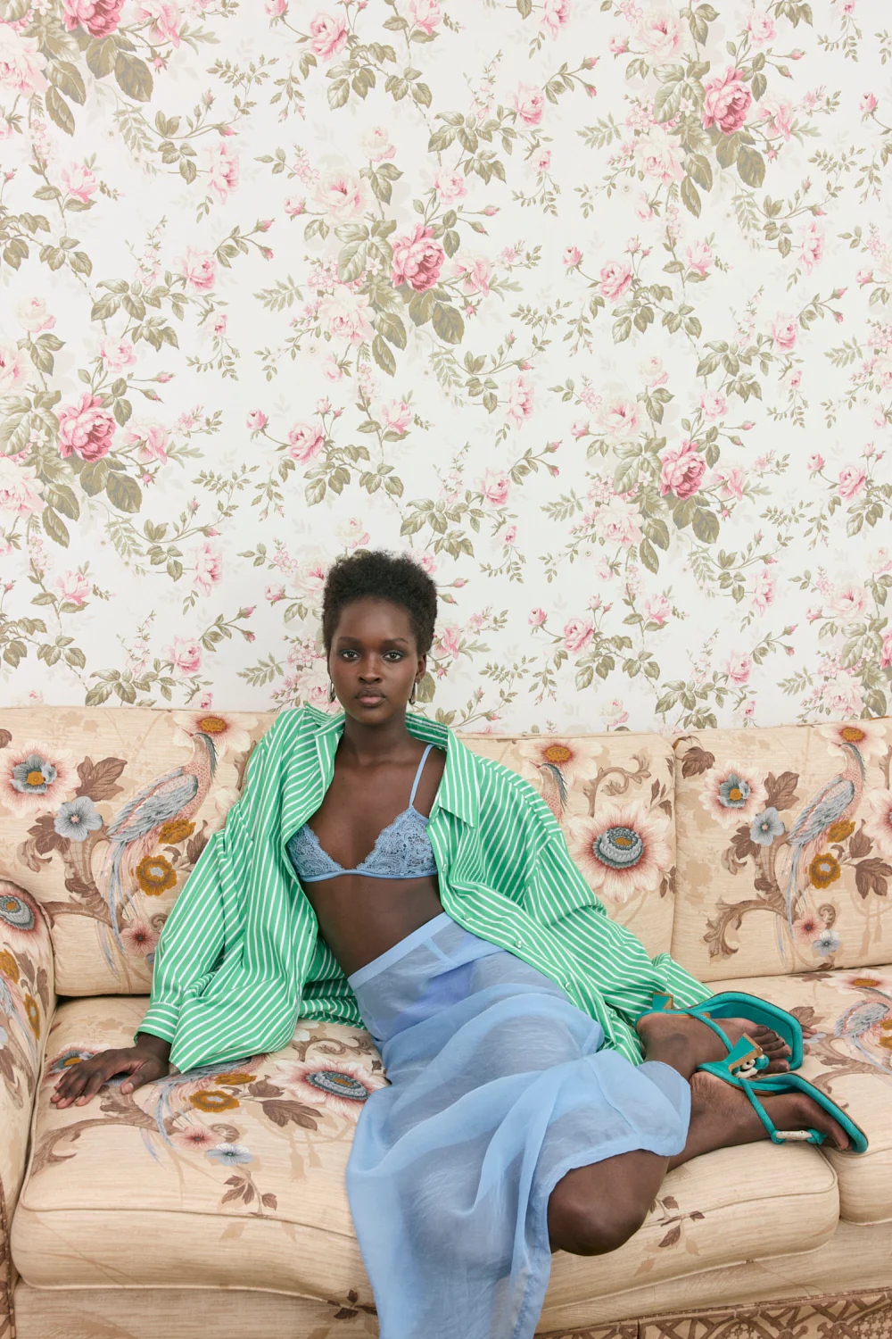 Devyn Sheer Midi Skirt Powder Blue - Image 4