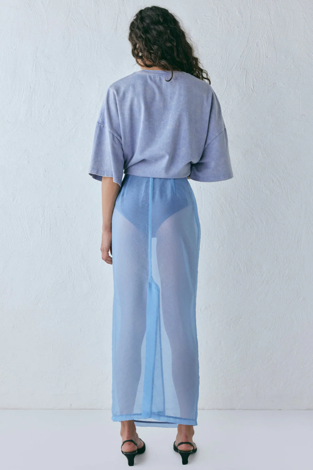 Devyn Sheer Midi Skirt Powder Blue - Image 7
