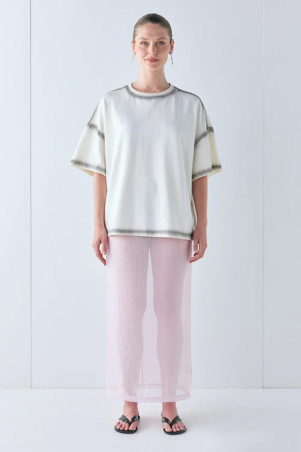 Devyn Sheer Midi Skirt Powder Pink