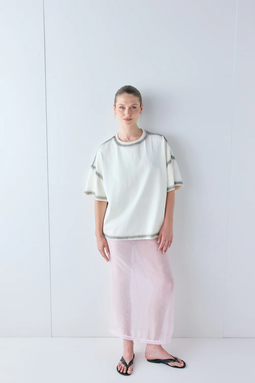 Devyn Sheer Midi Skirt Powder Pink - Image 3