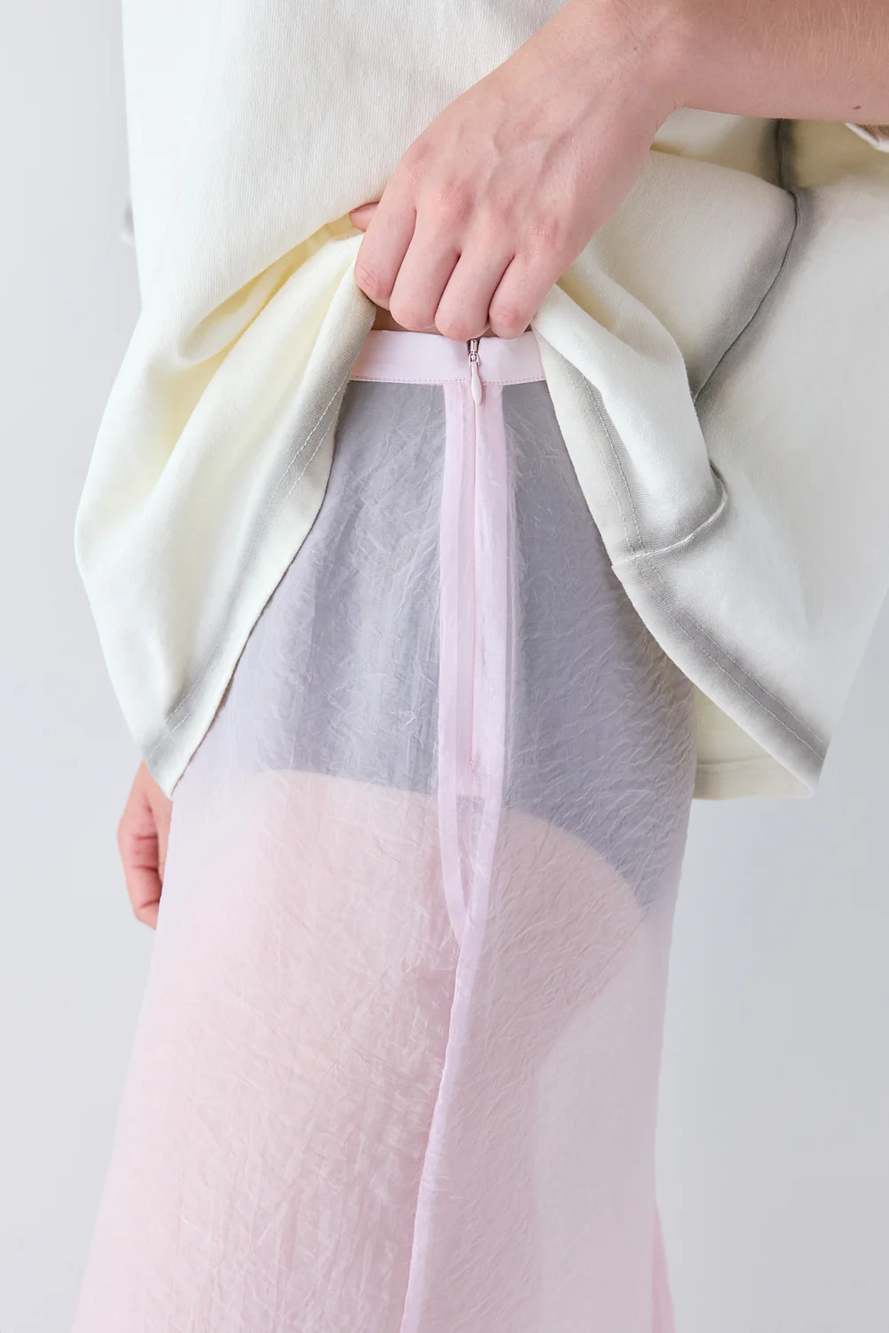 Devyn Sheer Midi Skirt Powder Pink - Image 4