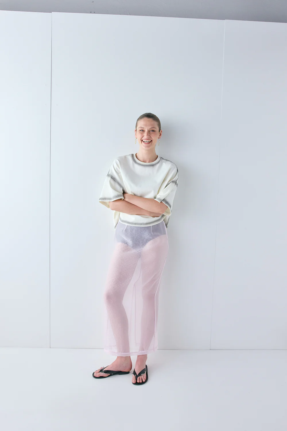 Devyn Sheer Midi Skirt Powder Pink - Image 5