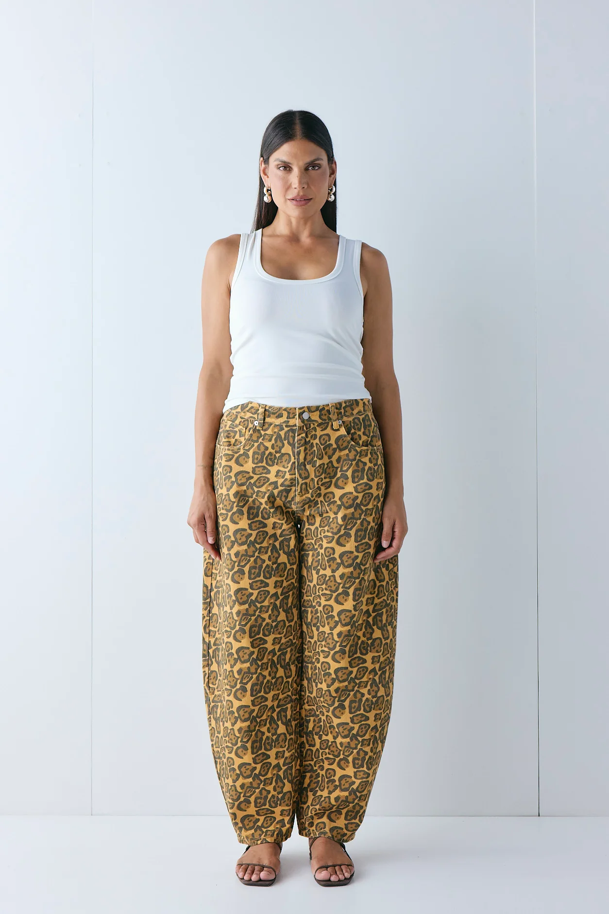 Dylan Mid Rise Barrel Denim Jeans Leopard - Image 6