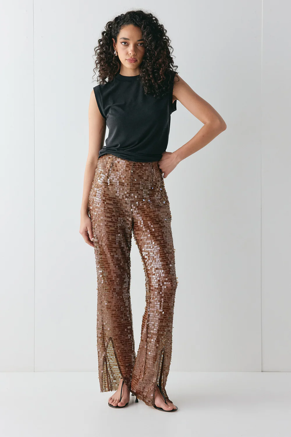 Eden Sequin Pants Brown - Image 2