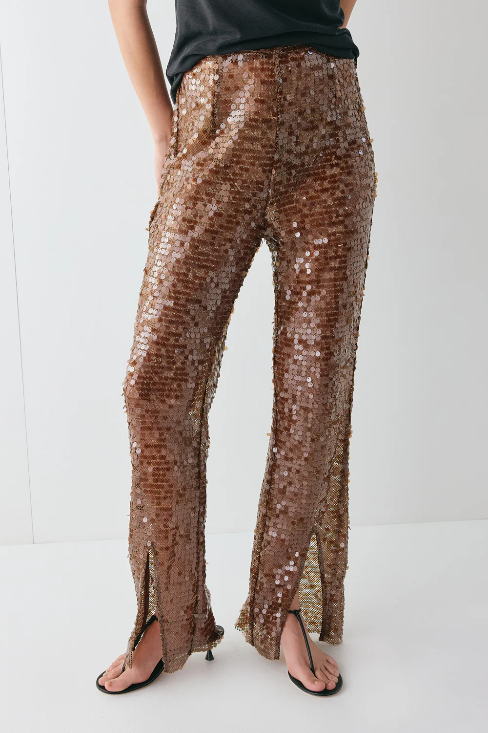 Eden Sequin Pants Brown - Image 4