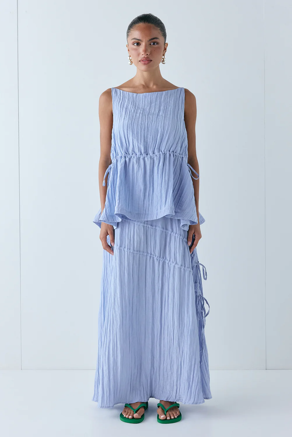 Elise Midi Skirt Crinkle Blue - Image 2