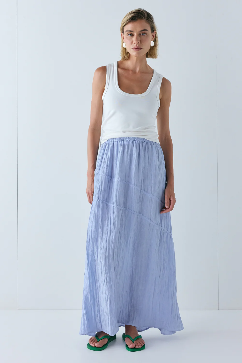 Elise Midi Skirt Crinkle Blue - Image 3