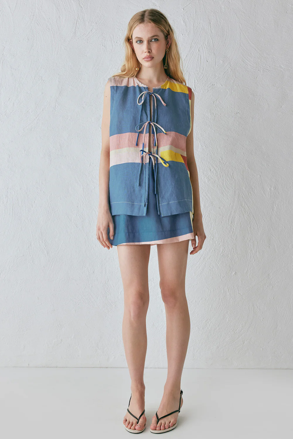 Elka Linen Mini Skirt Sia - Image 7
