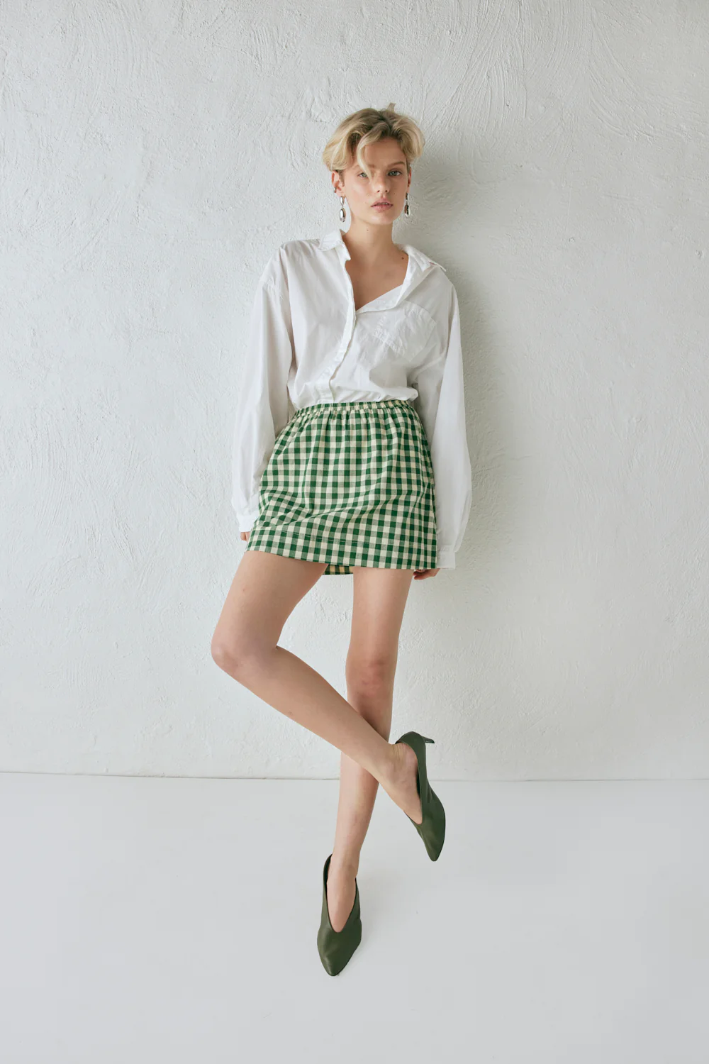 Elka Mini Skirt Green Check - Image 2