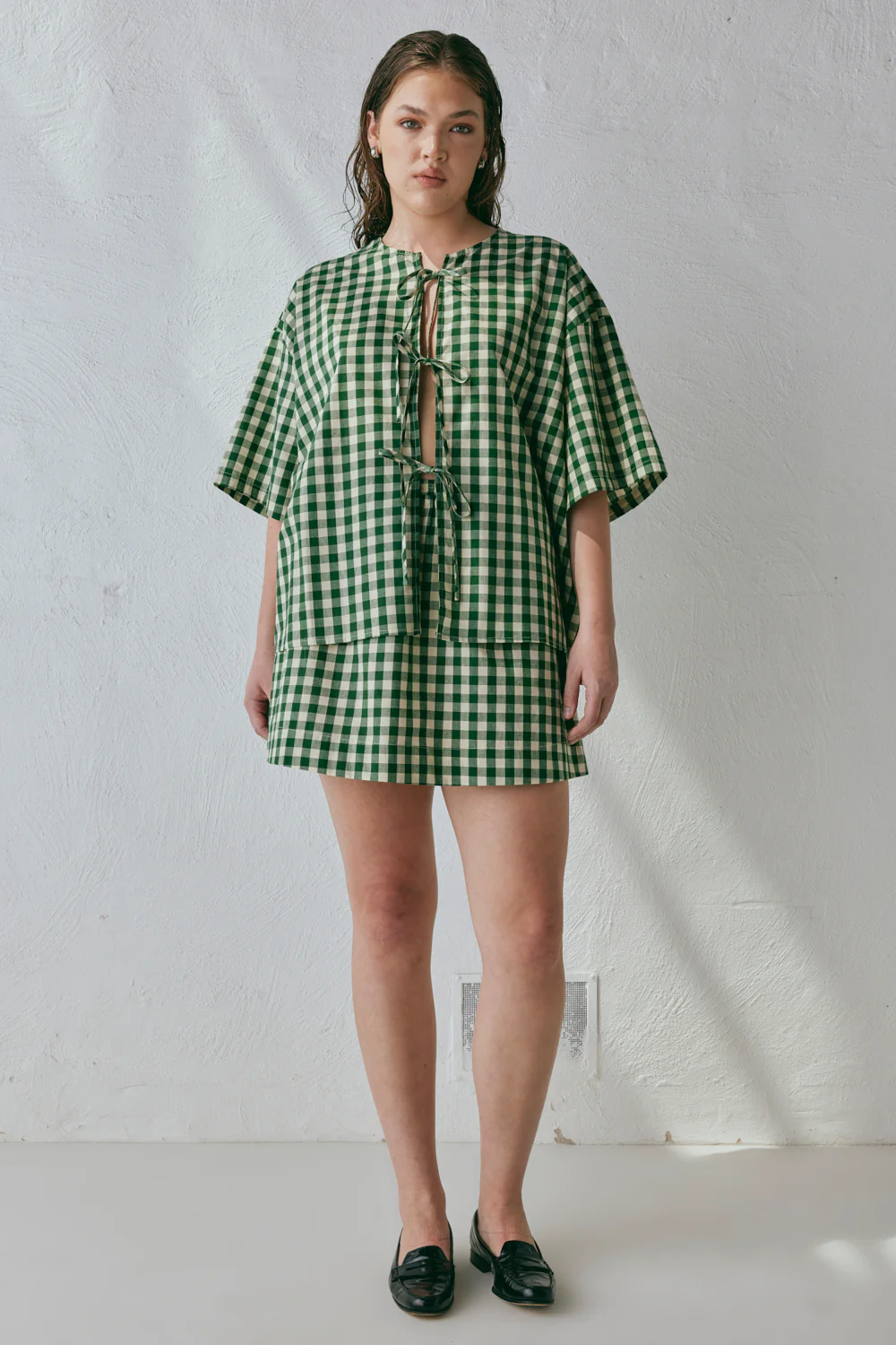 Elka Mini Skirt Green Check - Image 3