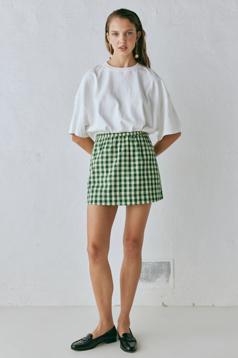 Elka Mini Skirt Green Check - Image 4