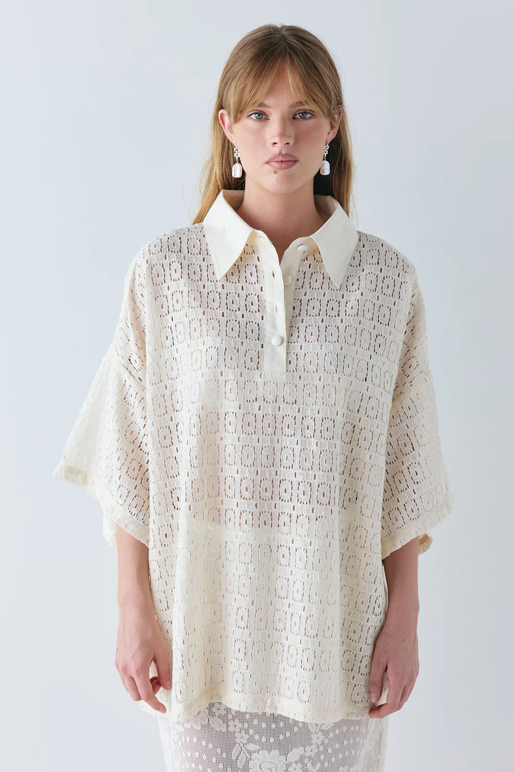 Elle Lace Polo Cream - Image 4