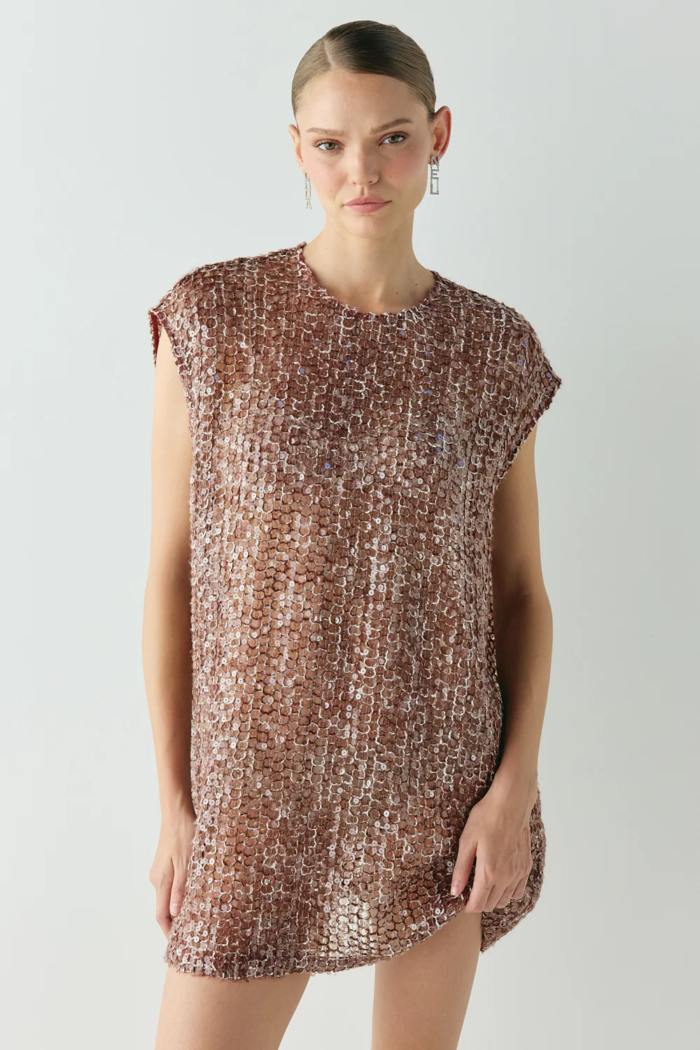 Esme Sequin Mini Dress Wine - Image 4