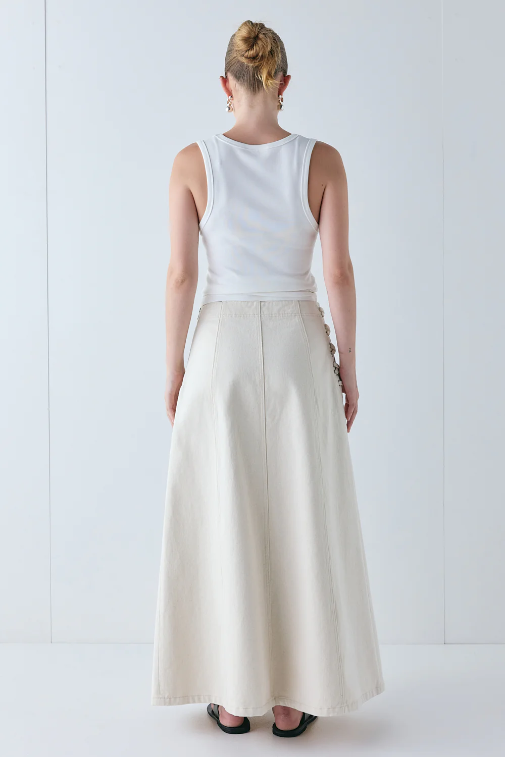Eve Denim Midi Skirt Cream - Image 7