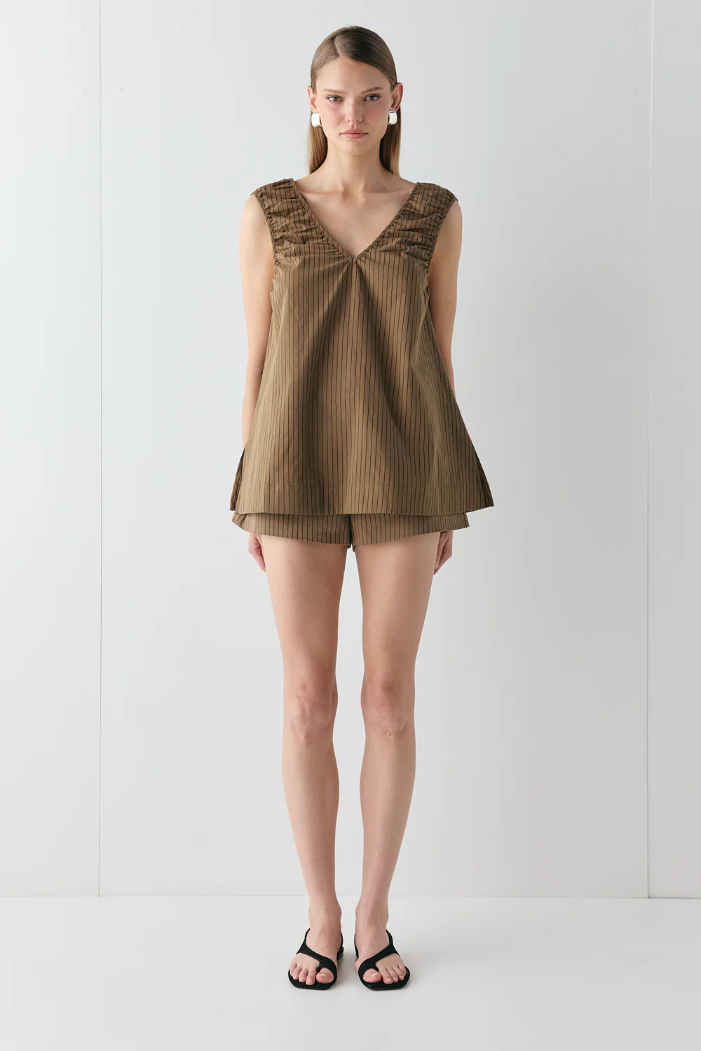 Fira Tunic Top Brown Stripe