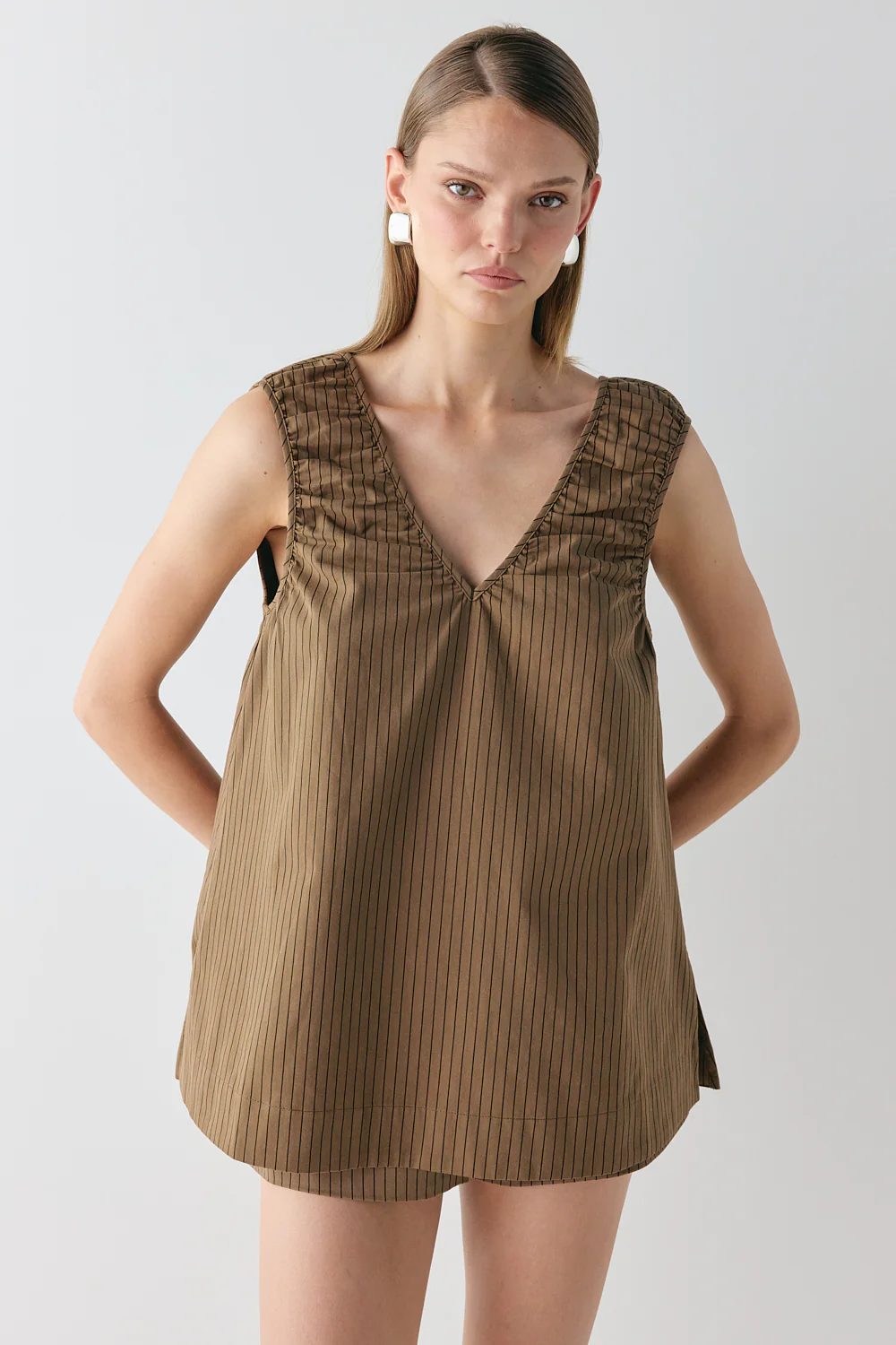 Fira Tunic Top Brown Stripe - Image 2
