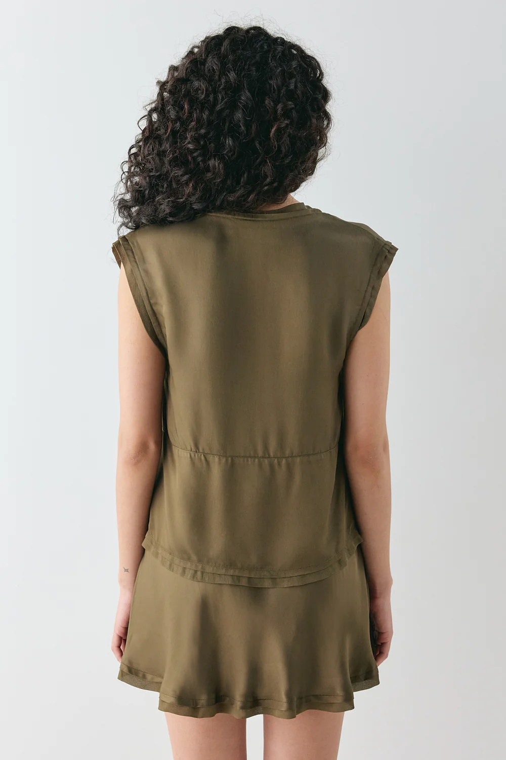 Flores Satin Top Khaki - Image 7