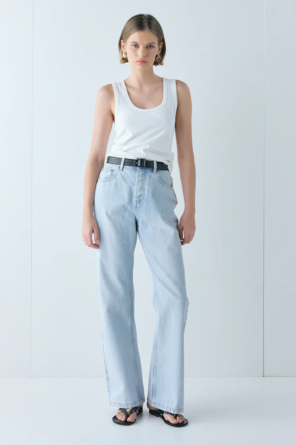 Franca High Rise Denim Jeans Washed Blue