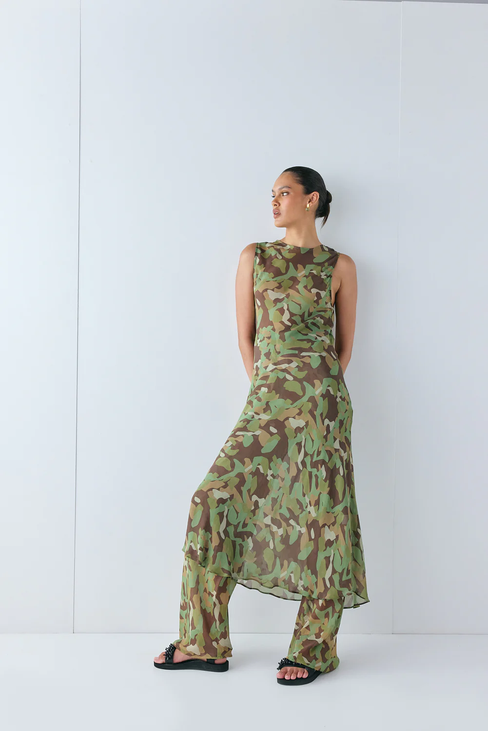 Francesca Sheer Maxi Dress Camo - Image 2