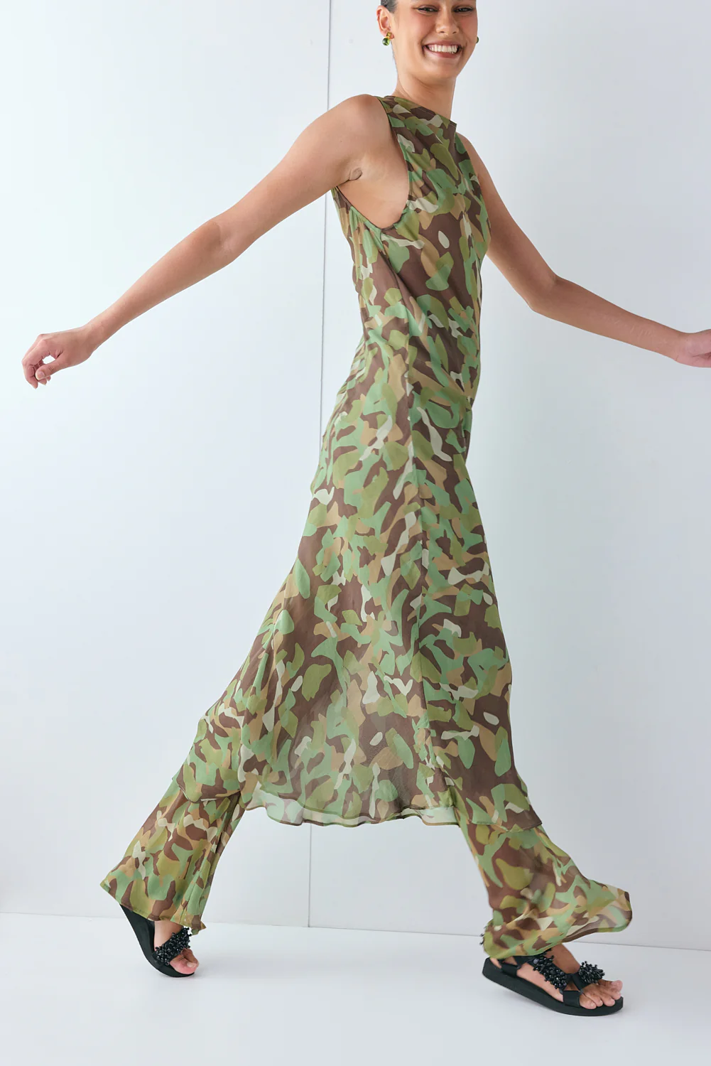 Francesca Sheer Maxi Dress Camo - Image 5