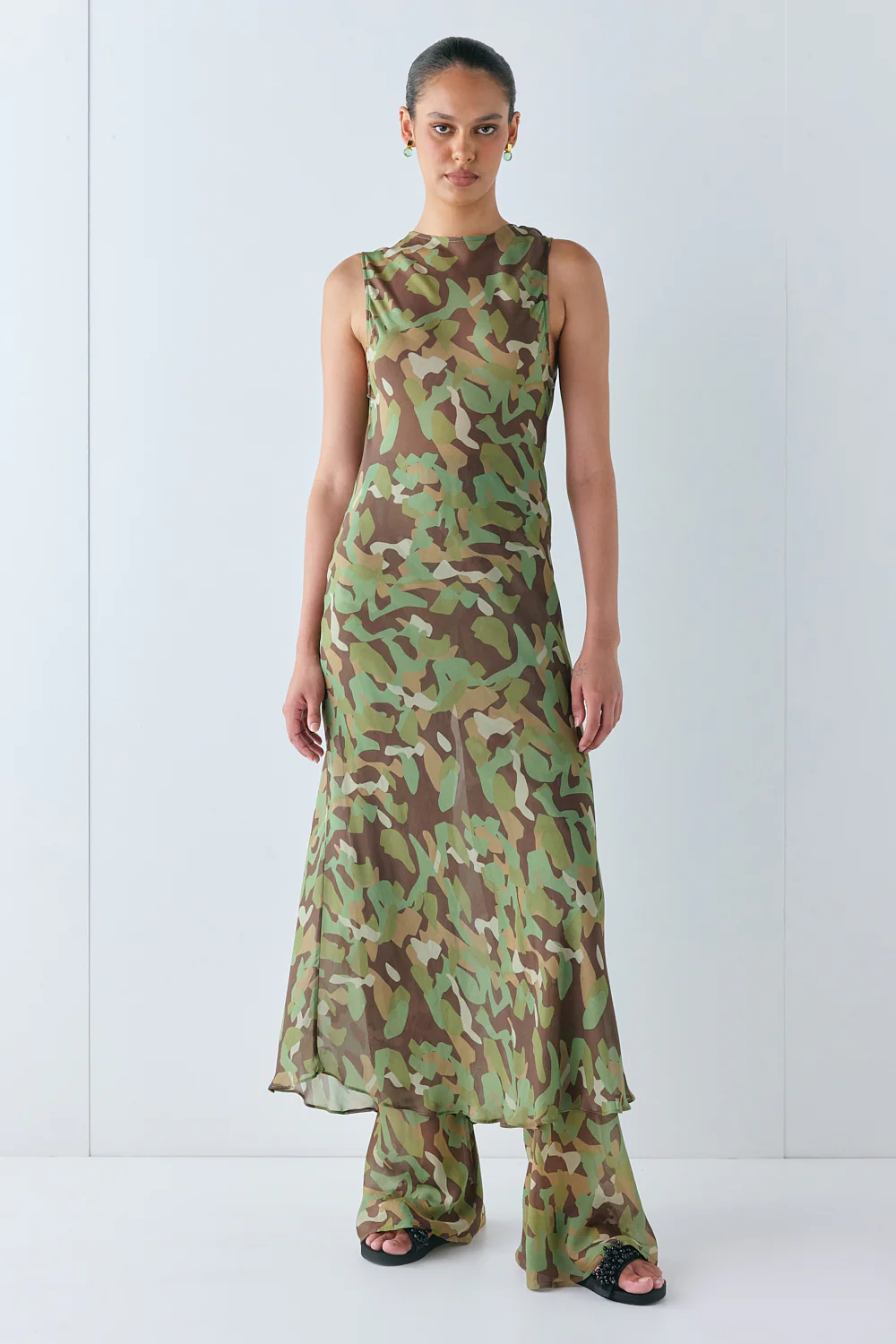 Francesca Sheer Maxi Dress Camo - Image 9