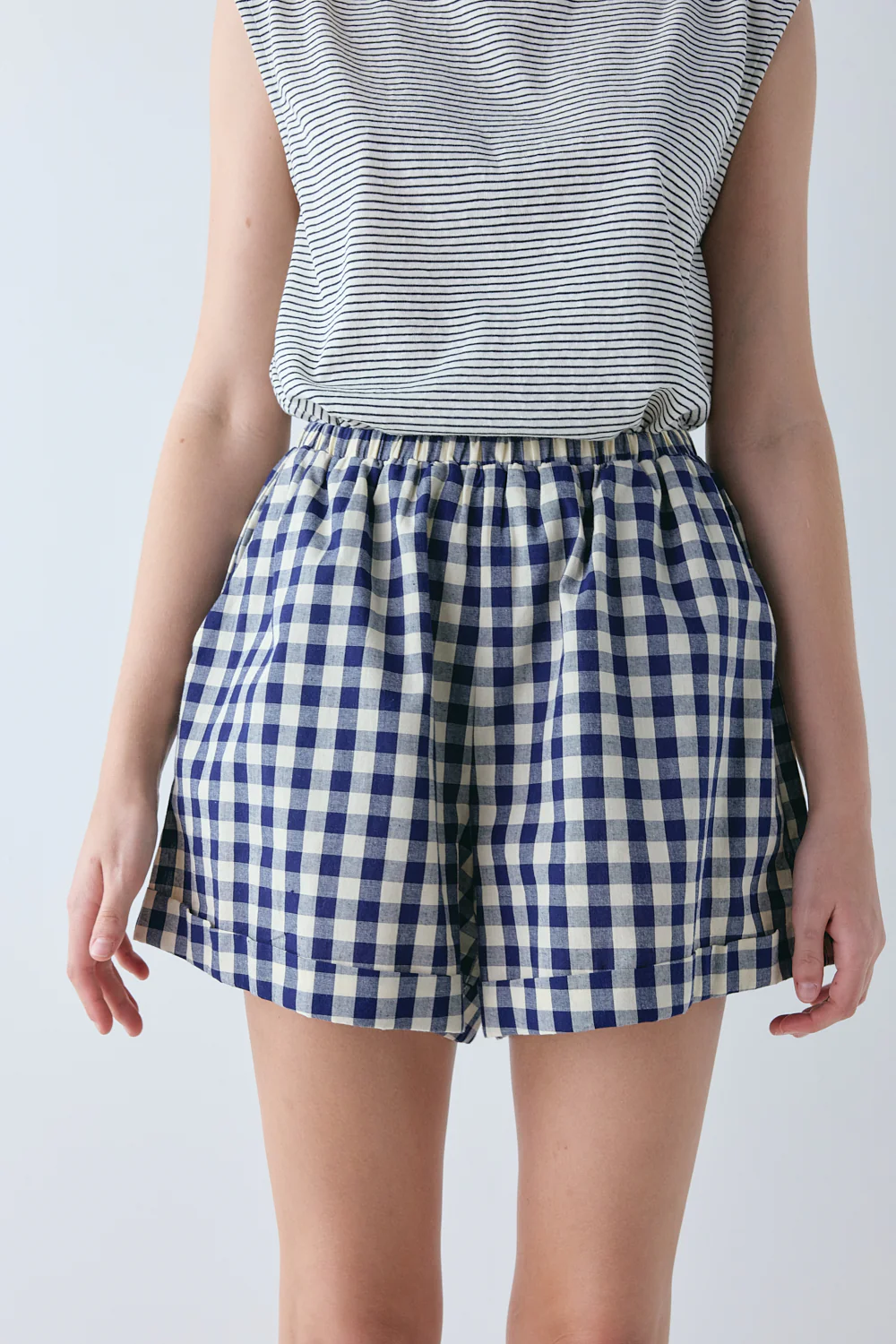 Freda Shorts Navy Check - Image 5