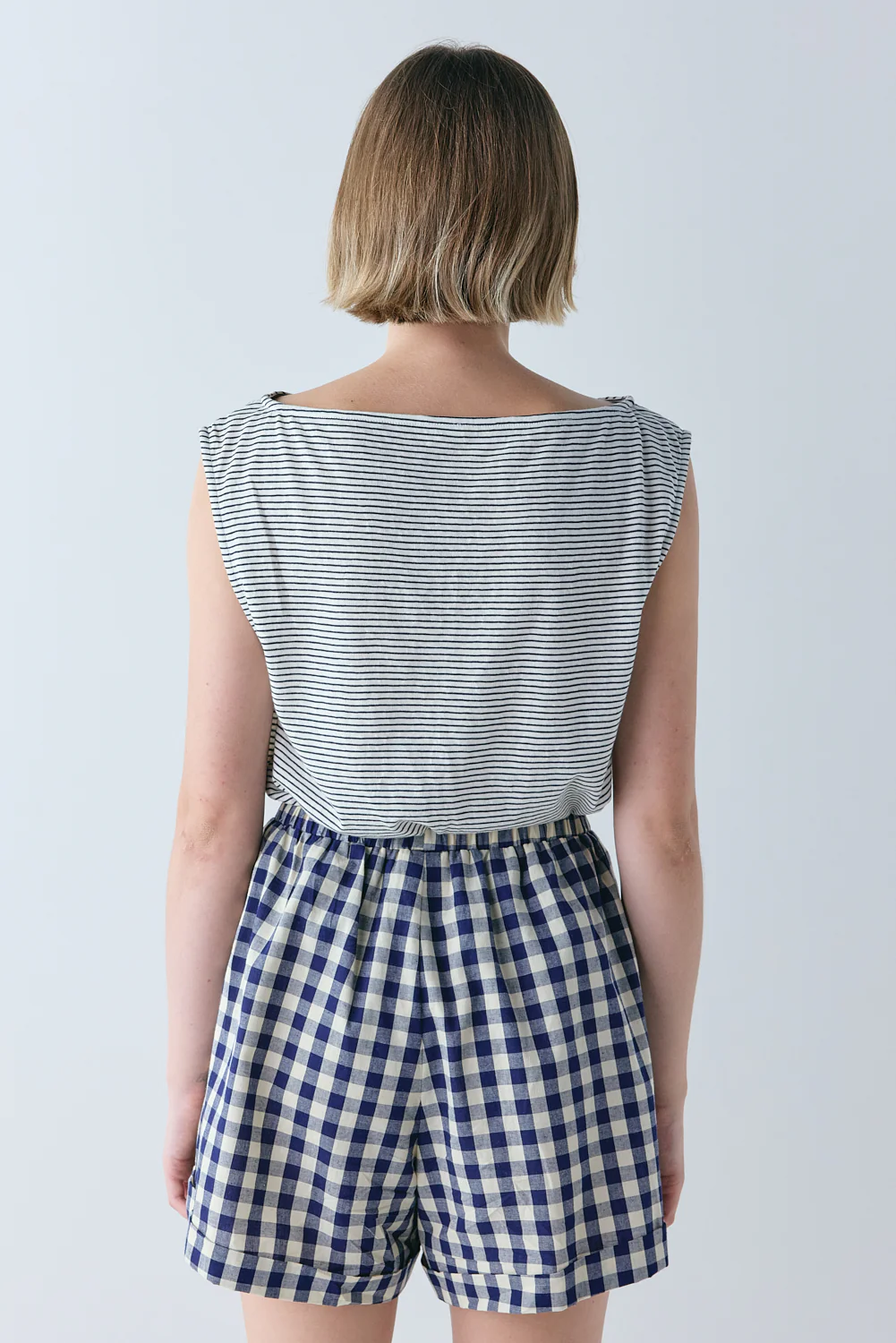 Freda Shorts Navy Check - Image 6