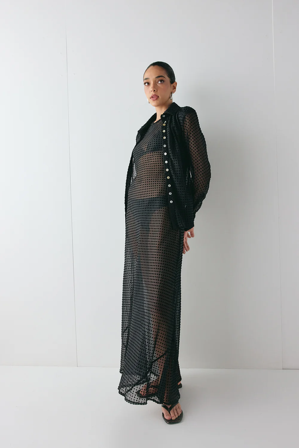 Grace Sheer Maxi Dress Black - Image 4