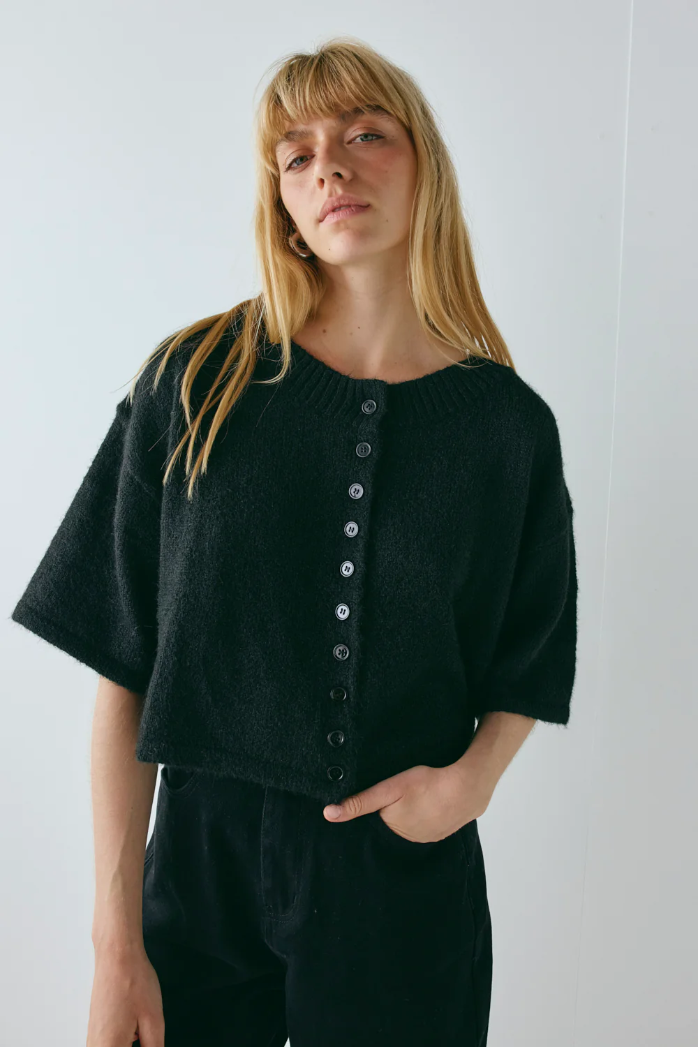 Hailey Knit Cardigan Black - Image 4