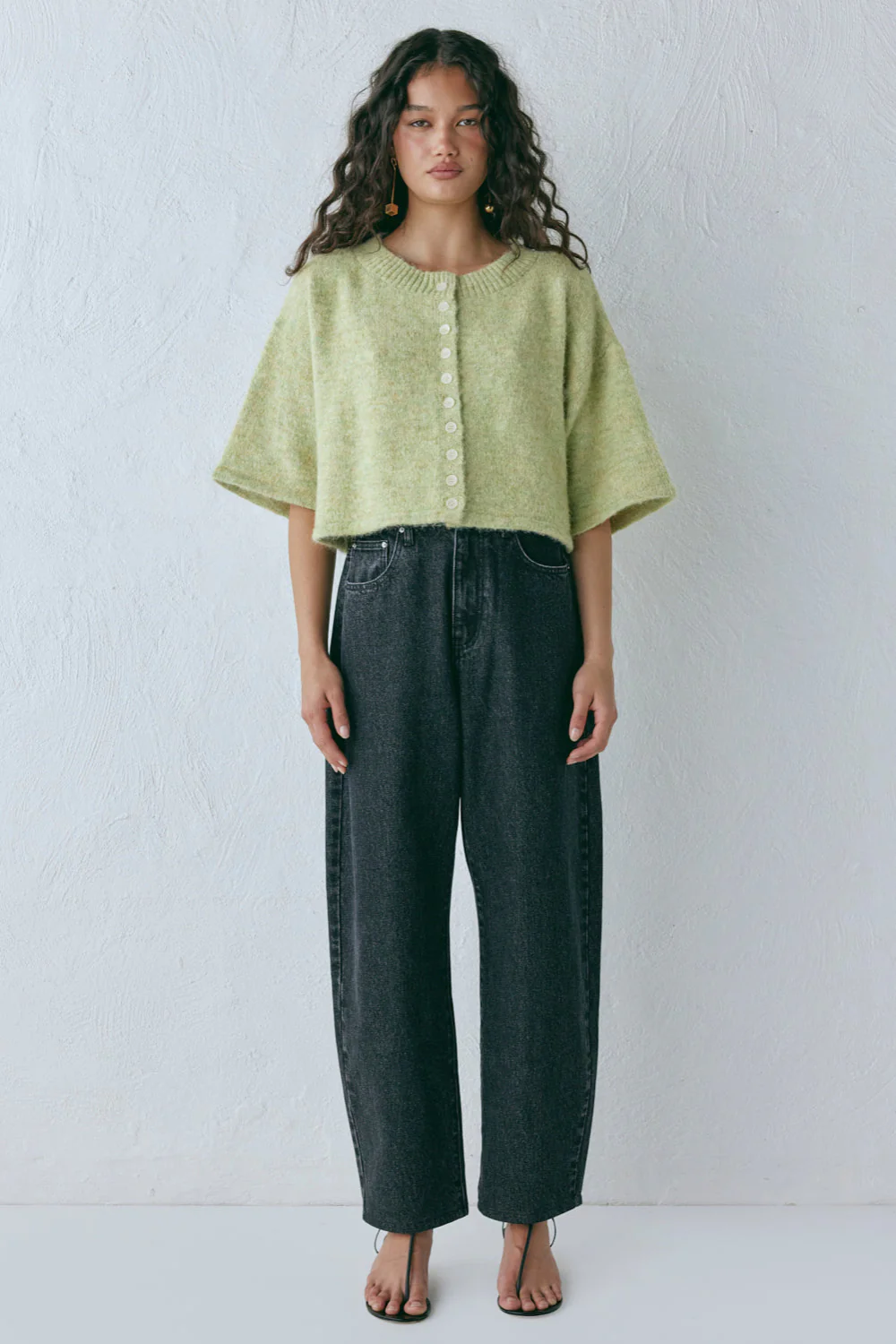 Hailey Knit Cardigan Lime Marle - Image 4