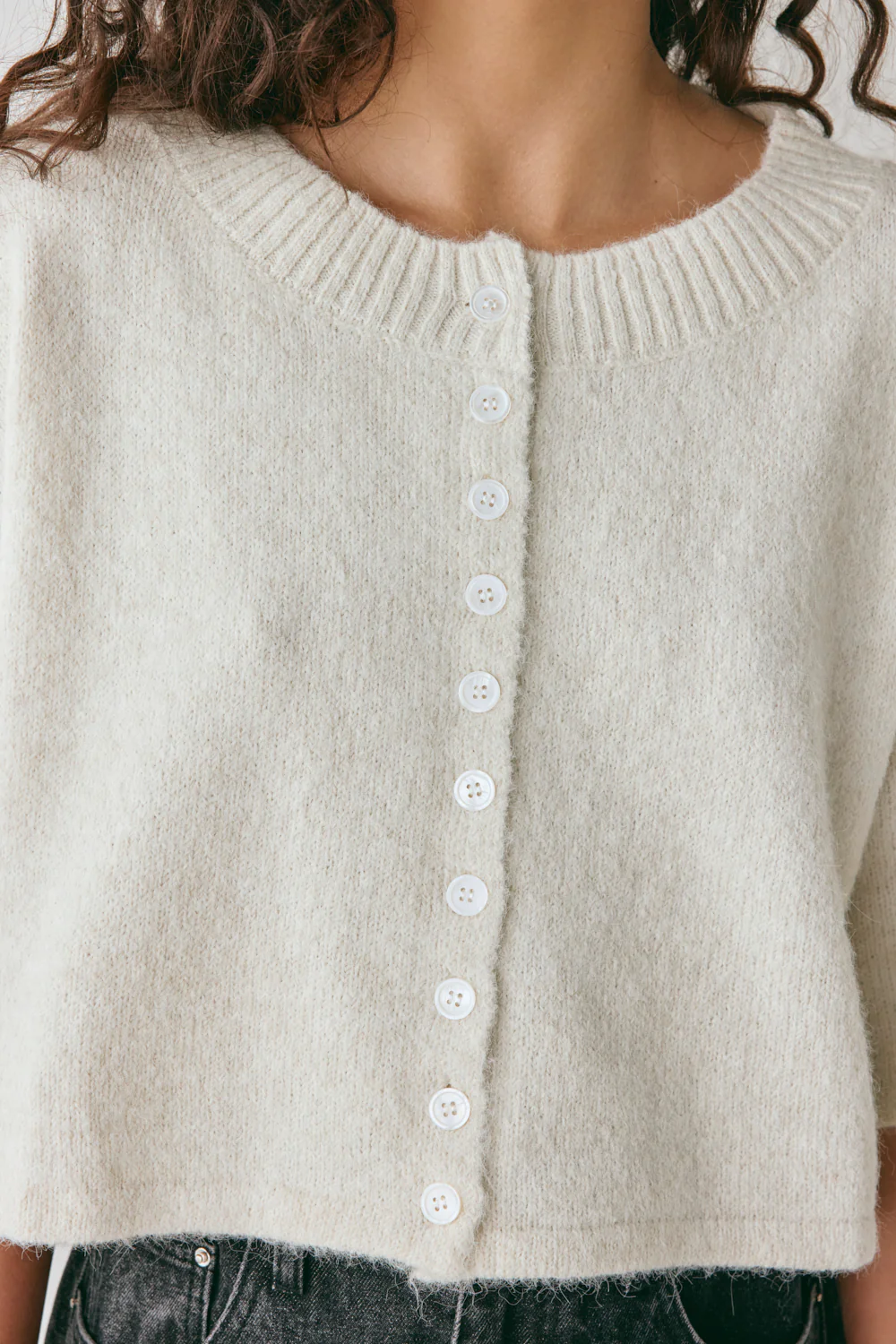 Hailey Knit Cardigan Oyster - Image 3